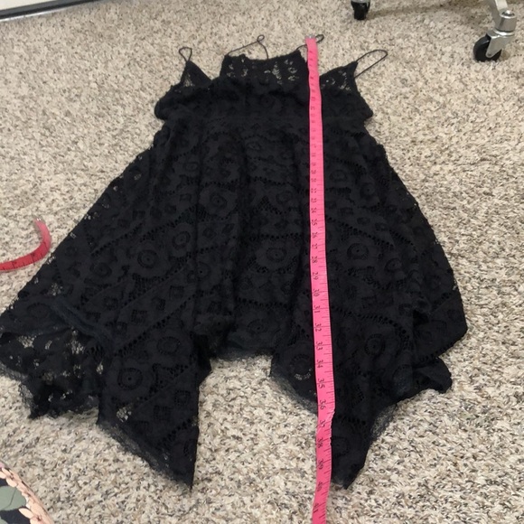 Free People Just Like Honey Dress Size 2 Black Floral Lace Asymmetrical Hem - Picture 10 of 10